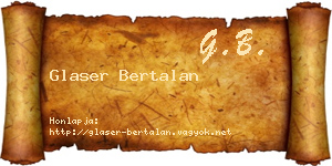 Glaser Bertalan névjegykártya